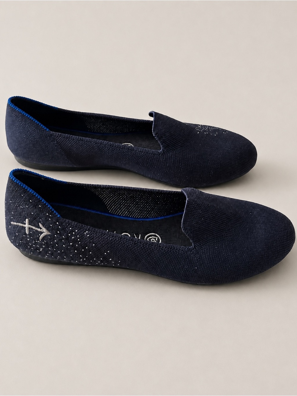 Rothy’s Sagittarius Zodiac Loafers Navy Embroidered Flats 9.5